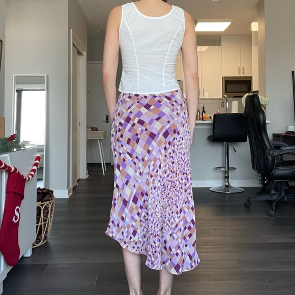 Vintage Express Purple Geometric Print Midi Slip Skirt - Picture 3 of 6